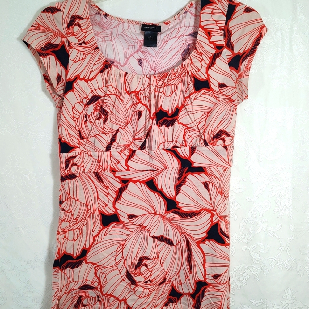 Ann Taylor red and black blouse   women's S #498